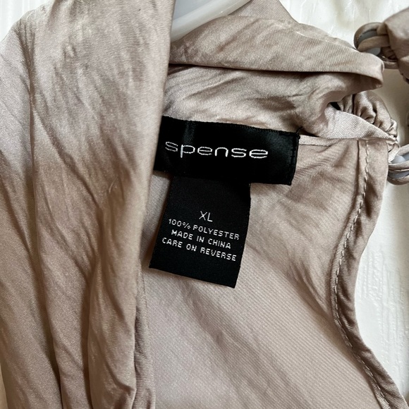 Taupe, Wide Shoulder Straps Gathered Front Tank Top. X-Large. - Picture 6 of 7